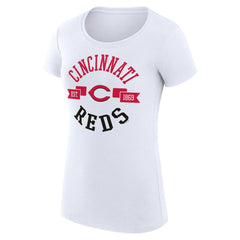 Cincinnati Reds G-III 4Her by Carl Banks Women's Super-Slim Fit Lightweight City Graphic T-Shirt - White T-shirts