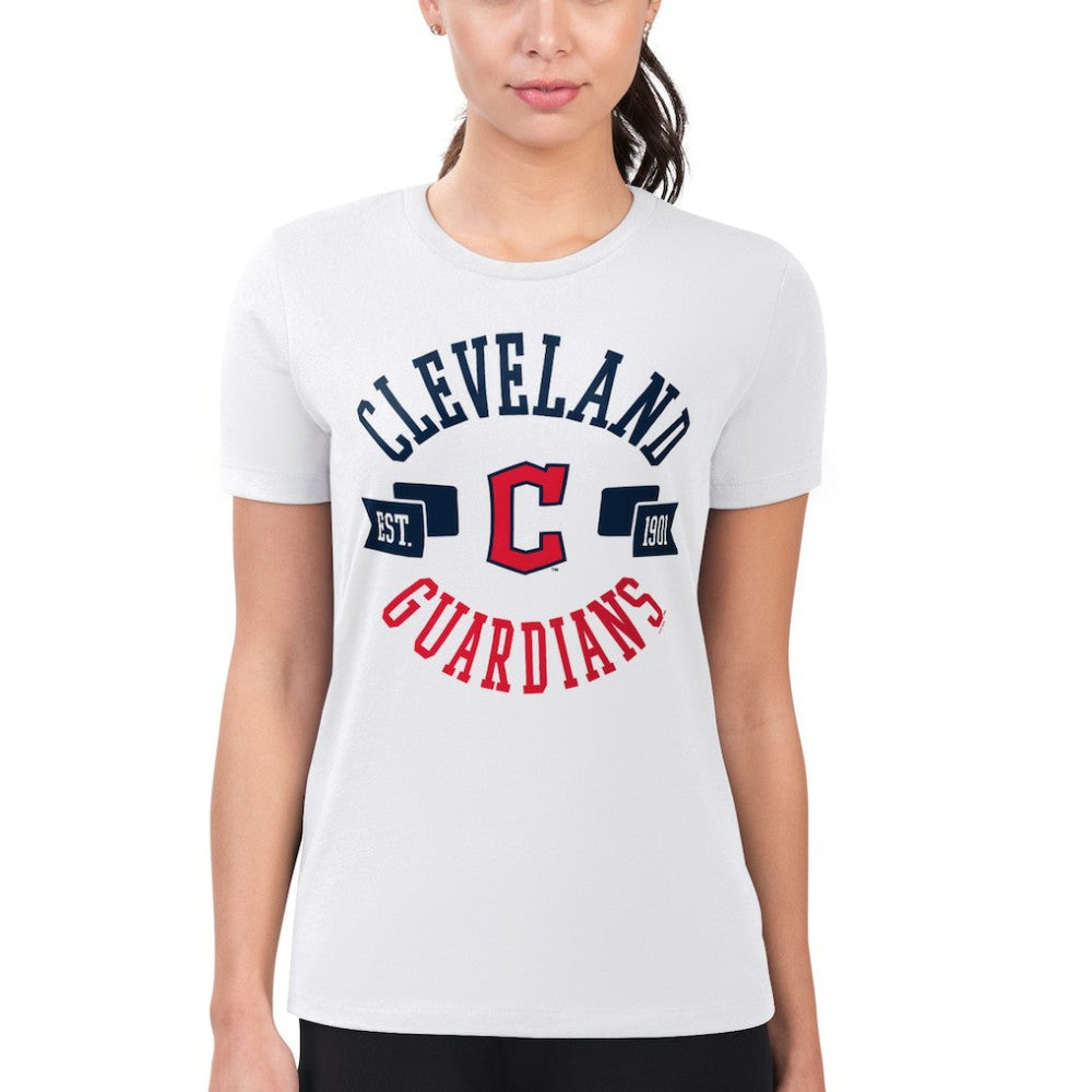 Cleveland Guardians G-III 4Her by Carl Banks Women's Super-Slim Fit Lightweight City Graphic T-Shirt - White T-shirts