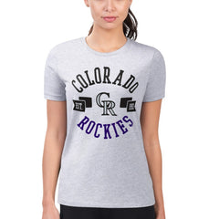 Colorado Rockies G-III 4Her by Carl Banks Women's Super-Slim Fit Lightweight City Graphic T-Shirt - Heather Gray T-shirts