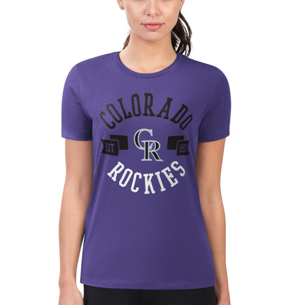 Colorado Rockies G-III 4Her by Carl Banks Women's Super-Slim Fit Lightweight City Graphic T-Shirt - Purple T-shirts