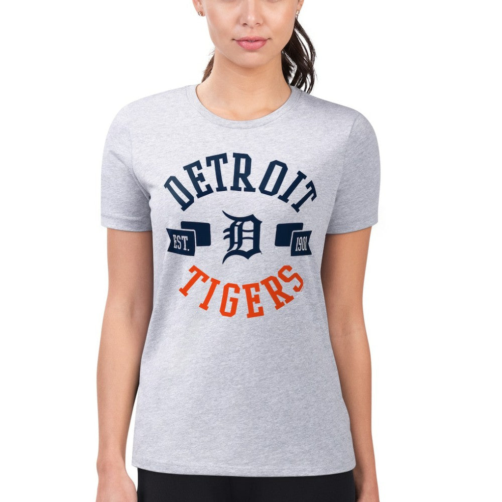 Detroit Tigers G-III 4Her by Carl Banks Women's Super-Slim Fit Lightweight City Graphic T-Shirt - Heather Gray T-shirts