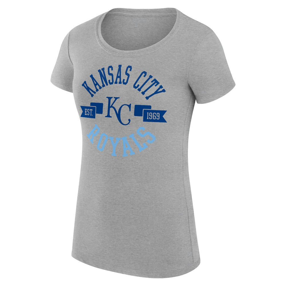 Kansas City Royals G-III 4Her by Carl Banks Women's Super-Slim Fit Lightweight City Graphic T-Shirt - Heather Gray T-shirts