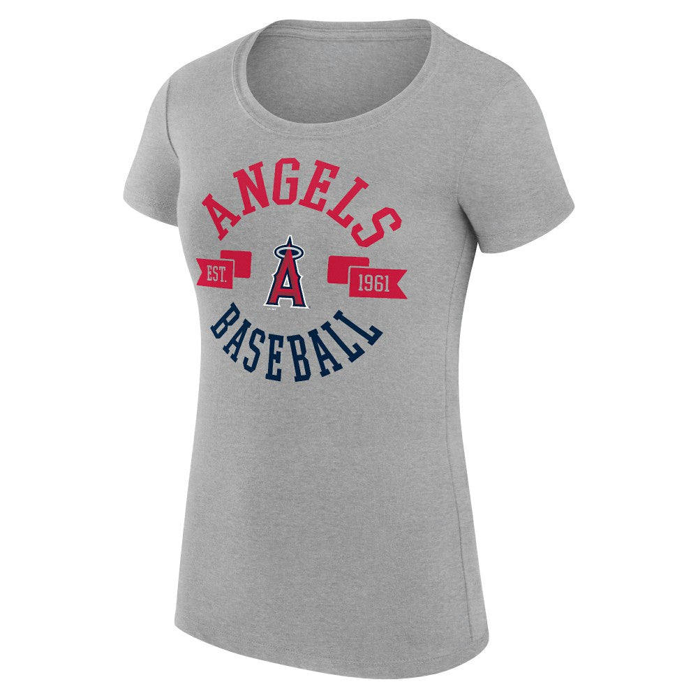 Los Angeles Angels G-III 4Her by Carl Banks Women's Super-Slim Fit Lightweight City Graphic T-Shirt - Heather Gray T-shirts