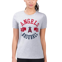 Los Angeles Angels G-III 4Her by Carl Banks Women's Super-Slim Fit Lightweight City Graphic T-Shirt - Heather Gray T-shirts