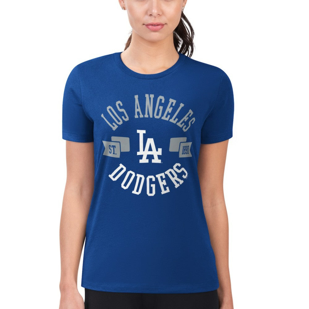 Los Angeles Dodgers G-III 4Her by Carl Banks Women's Super-Slim Fit Lightweight City Graphic T-Shirt - Royal T-shirts