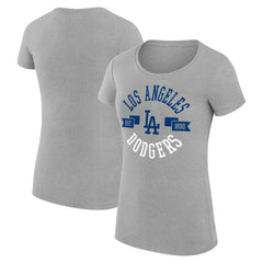 Los Angeles Dodgers G-III 4Her by Carl Banks Women's Super-Slim Fit Lightweight City Graphic T-Shirt - Heather Gray T-shirts