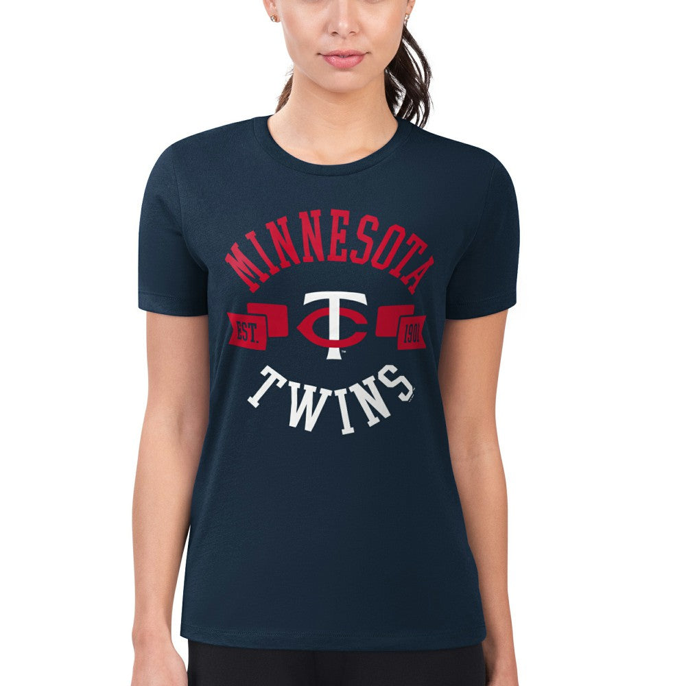 Minnesota Twins G-III 4Her by Carl Banks Women's Super-Slim Fit Lightweight City Graphic T-Shirt - Navy T-shirts