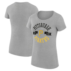 Pittsburgh Pirates G-III 4Her by Carl Banks Women's Super-Slim Fit Lightweight City Graphic T-Shirt - Heather Gray T-shirts