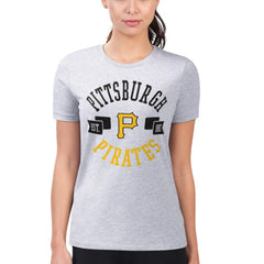 Pittsburgh Pirates G-III 4Her by Carl Banks Women's Super-Slim Fit Lightweight City Graphic T-Shirt - Heather Gray T-shirts