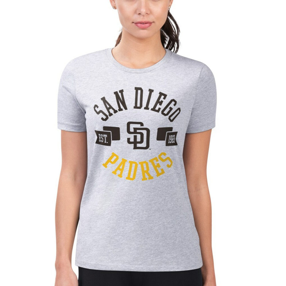San Diego Padres G-III 4Her by Carl Banks Women's Super-Slim Fit Lightweight City Graphic T-Shirt - Heather Gray T-shirts