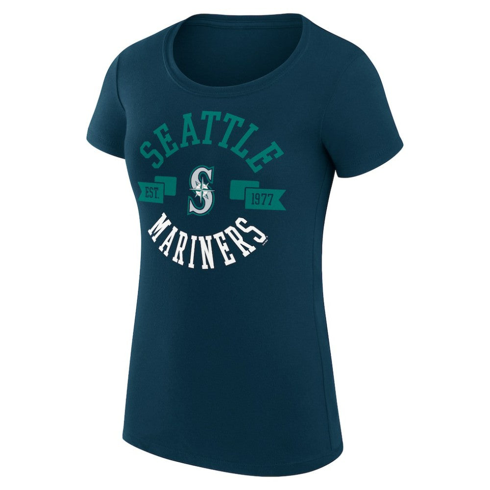 Seattle Mariners G-III 4Her by Carl Banks Women's Super-Slim Fit Lightweight City Graphic T-Shirt - Navy T-shirts