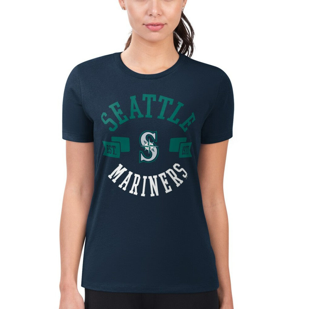Seattle Mariners G-III 4Her by Carl Banks Women's Super-Slim Fit Lightweight City Graphic T-Shirt - Navy T-shirts
