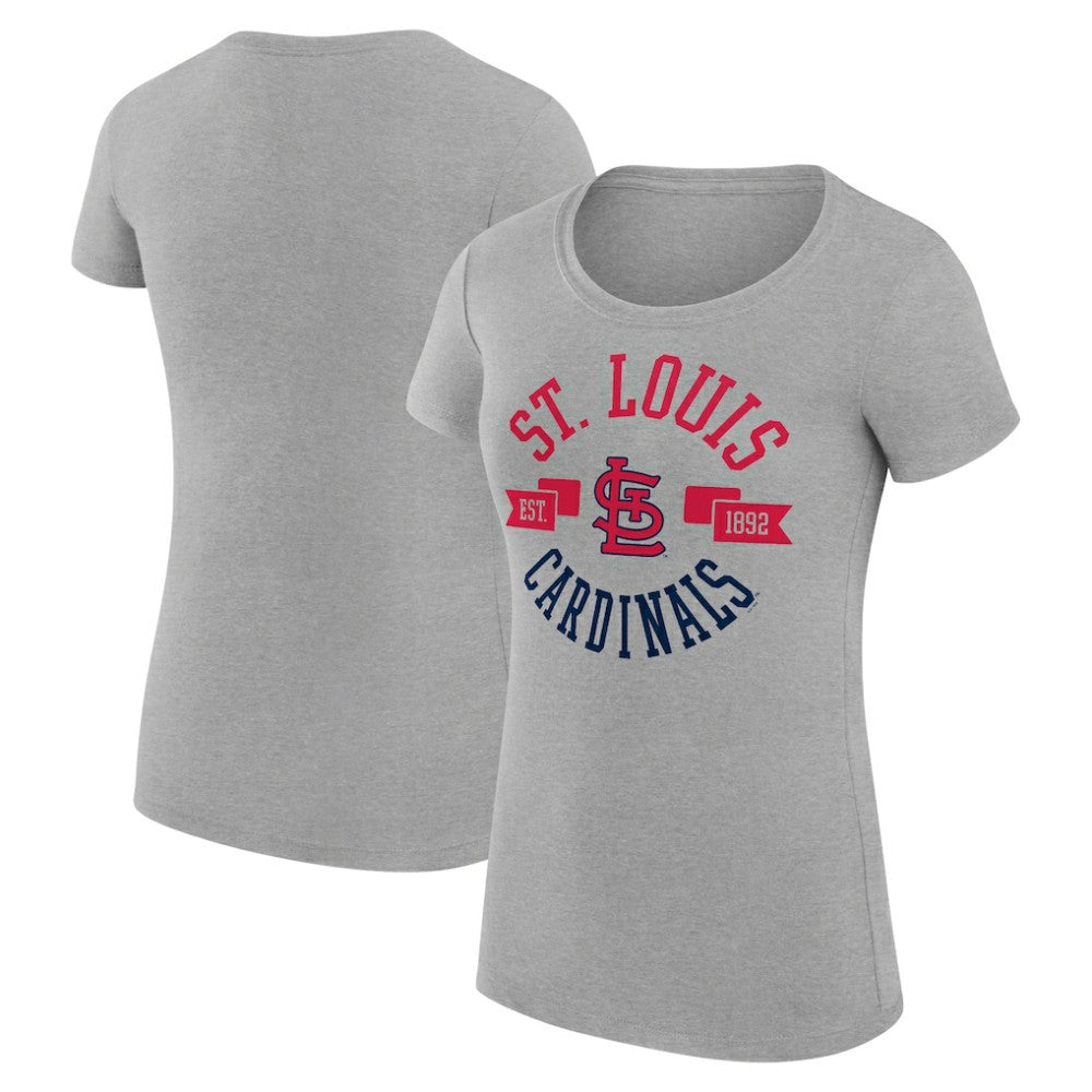 St. Louis Cardinals G-III 4Her by Carl Banks Women's Super-Slim Fit Lightweight City Graphic T-Shirt - Heather Gray T-shirts