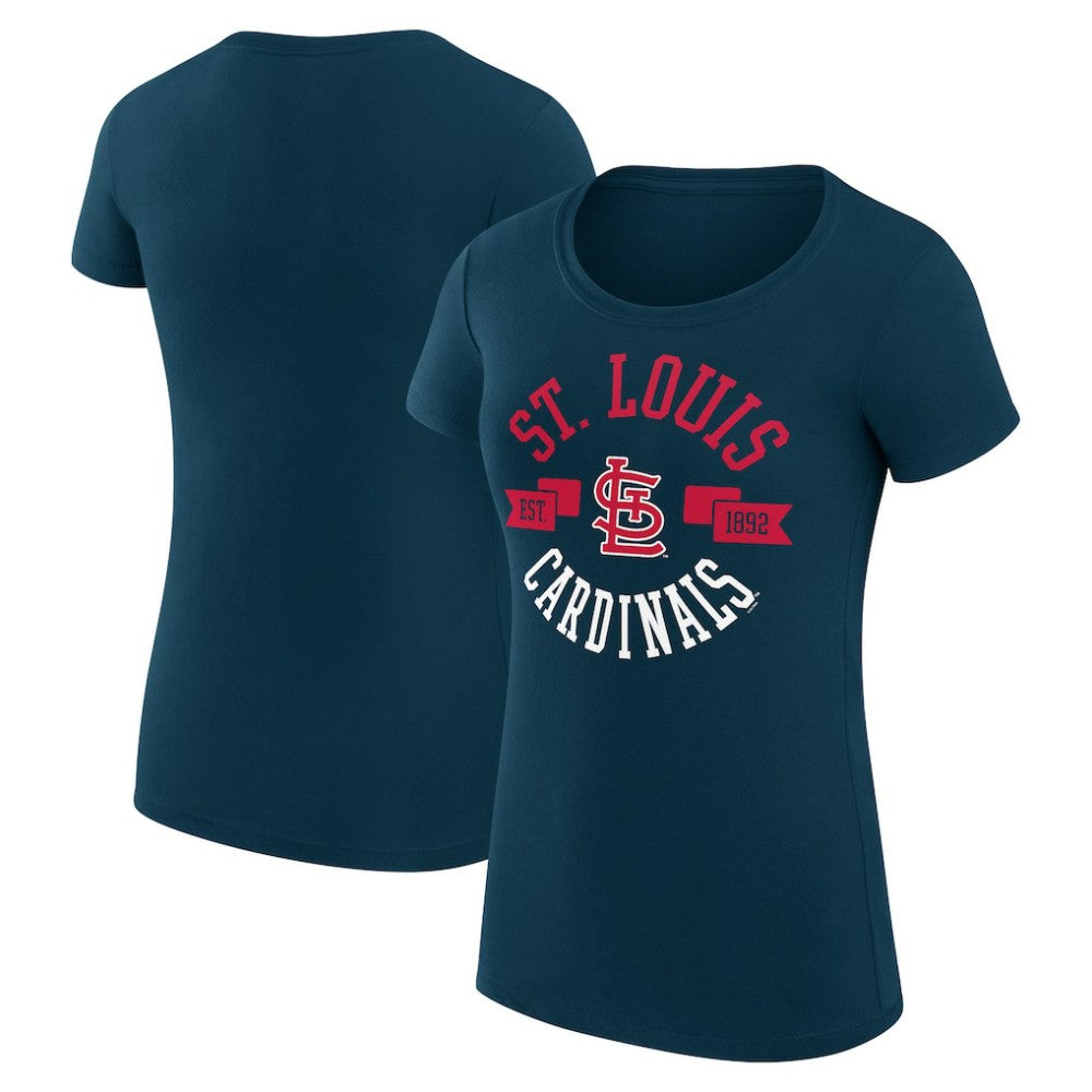 St. Louis Cardinals G-III 4Her by Carl Banks Women's Super-Slim Fit Lightweight City Graphic T-Shirt - Navy T-shirts