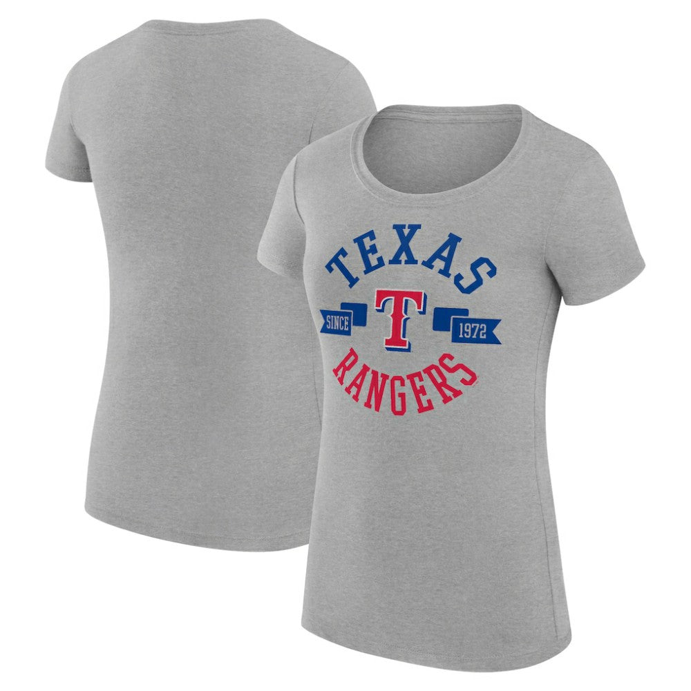 Texas Rangers G-III 4Her by Carl Banks Women's Super-Slim Fit Lightweight City Graphic T-Shirt - Heather Gray T-shirts