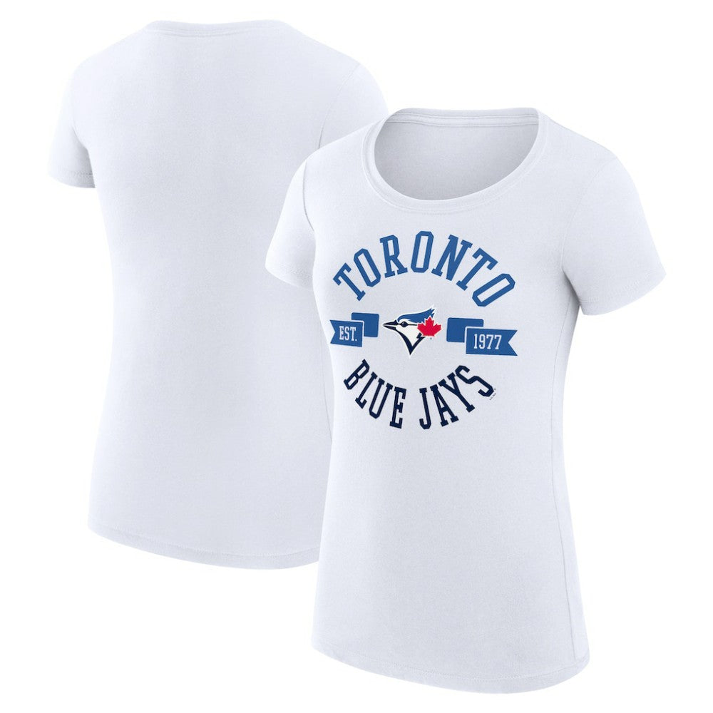 Toronto Blue Jays G-III 4Her by Carl Banks Women's Super-Slim Fit Lightweight City Graphic T-Shirt - White T-shirts