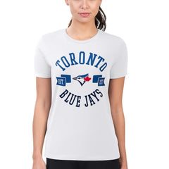 Toronto Blue Jays G-III 4Her by Carl Banks Women's Super-Slim Fit Lightweight City Graphic T-Shirt - White T-shirts