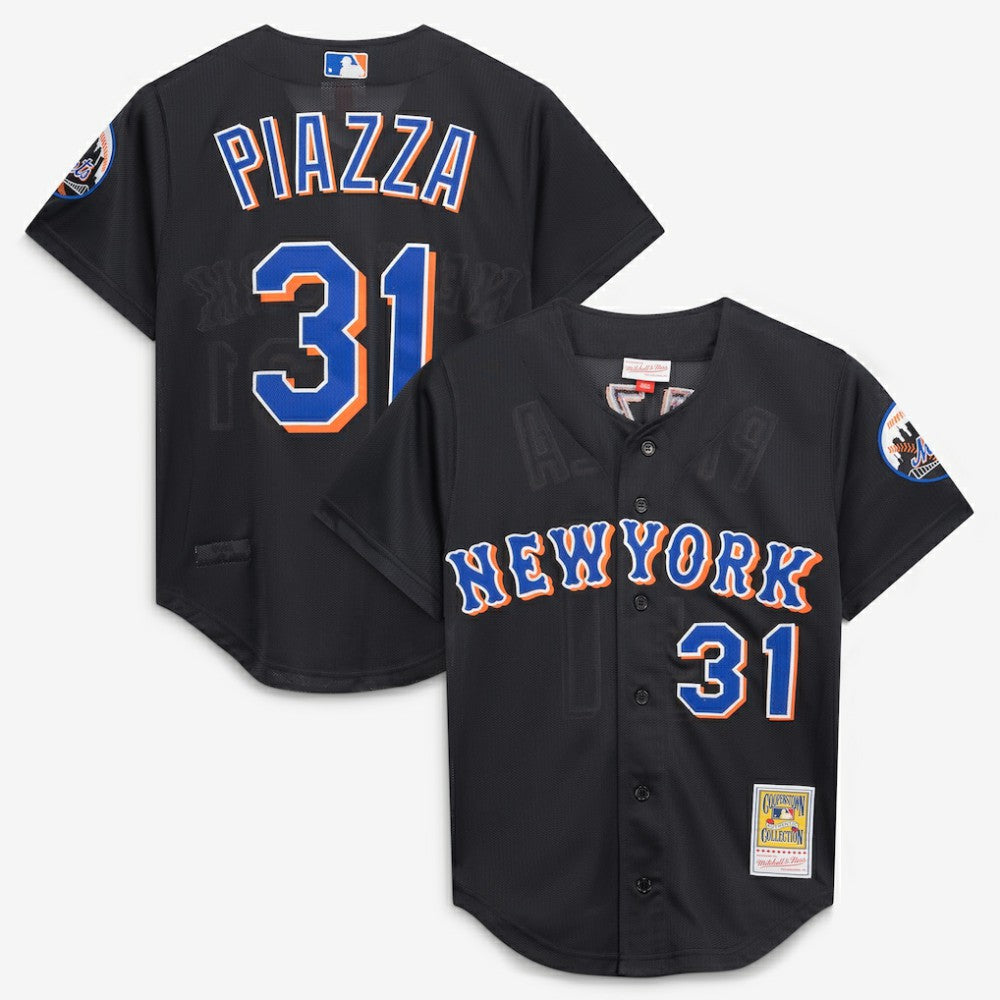 Mike Piazza New York Mets Mitchell & Ness Cooperstown Collection 2000 Batting Practice Jersey - Black Jerseys