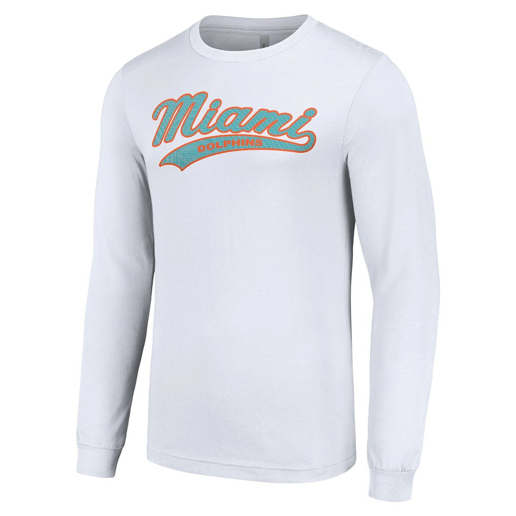 Miami Dolphins Starter Tailsweep Long Sleeve T-Shirt - White T-shirts