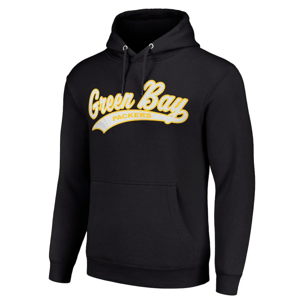 Green Bay Packers Starter Unisex Tailsweep Pullover Hoodie - Black Hoodies