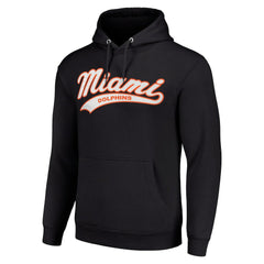 Miami Dolphins Starter Unisex Tailsweep Pullover Hoodie - Black Hoodies
