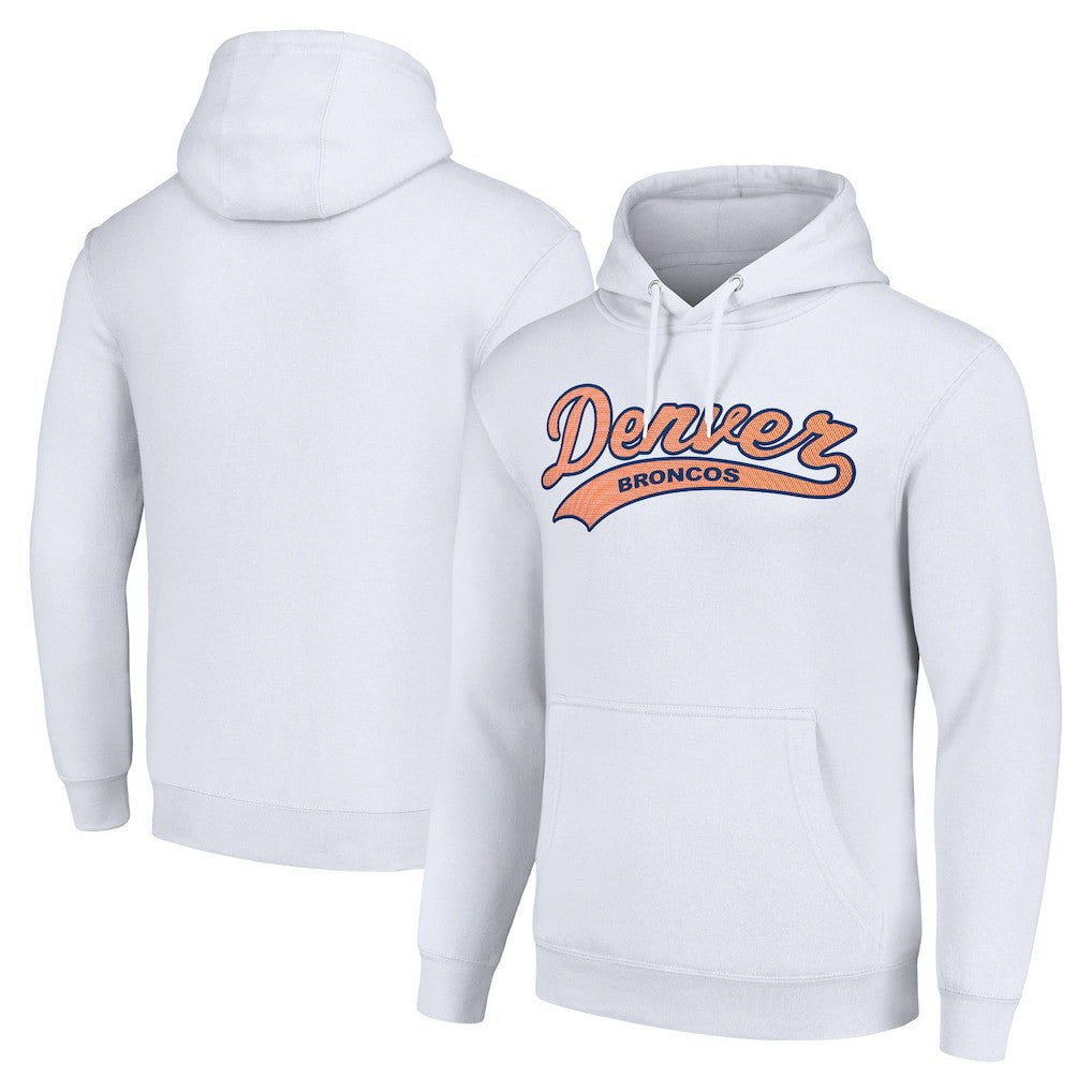 Denver Broncos Starter Unisex Tailsweep Pullover Hoodie - White Hoodies