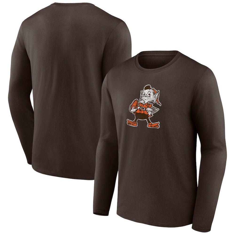 Cleveland Browns Throwback Long Sleeve T-Shirt - Brown T-shirts