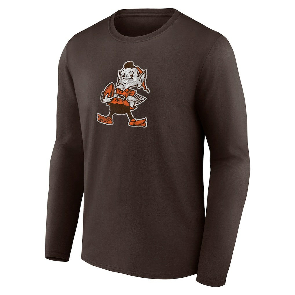 Cleveland Browns Throwback Long Sleeve T-Shirt - Brown T-shirts