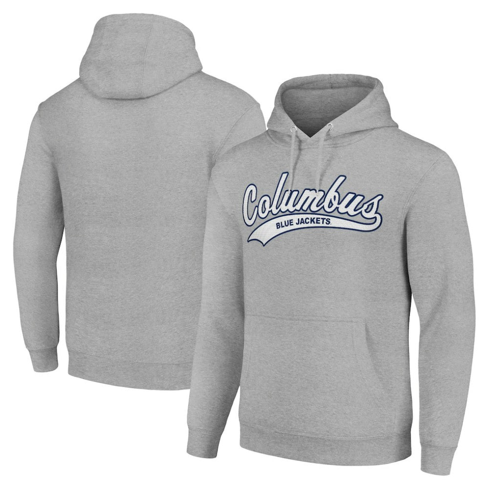 Columbus Blue Jackets Starter Tailsweep Fleece Tri-Blend Pullover Hoodie - Heather Gray | US 200652686