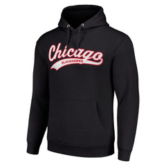 Chicago Blackhawks Starter Tailsweep Fleece Tri-Blend Pullover Hoodie - Black | US 200652714