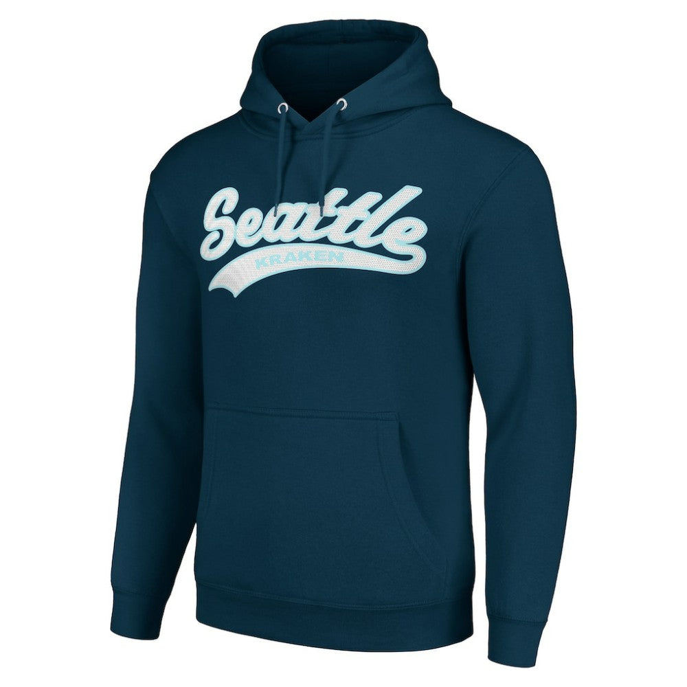 Seattle Kraken Starter Tailsweep Fleece Tri-Blend Pullover Hoodie - Deep Sea Blue | US 200652732