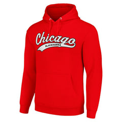 Chicago Blackhawks Starter Tailsweep Fleece Tri-Blend Pullover Hoodie - Red | US 200652740