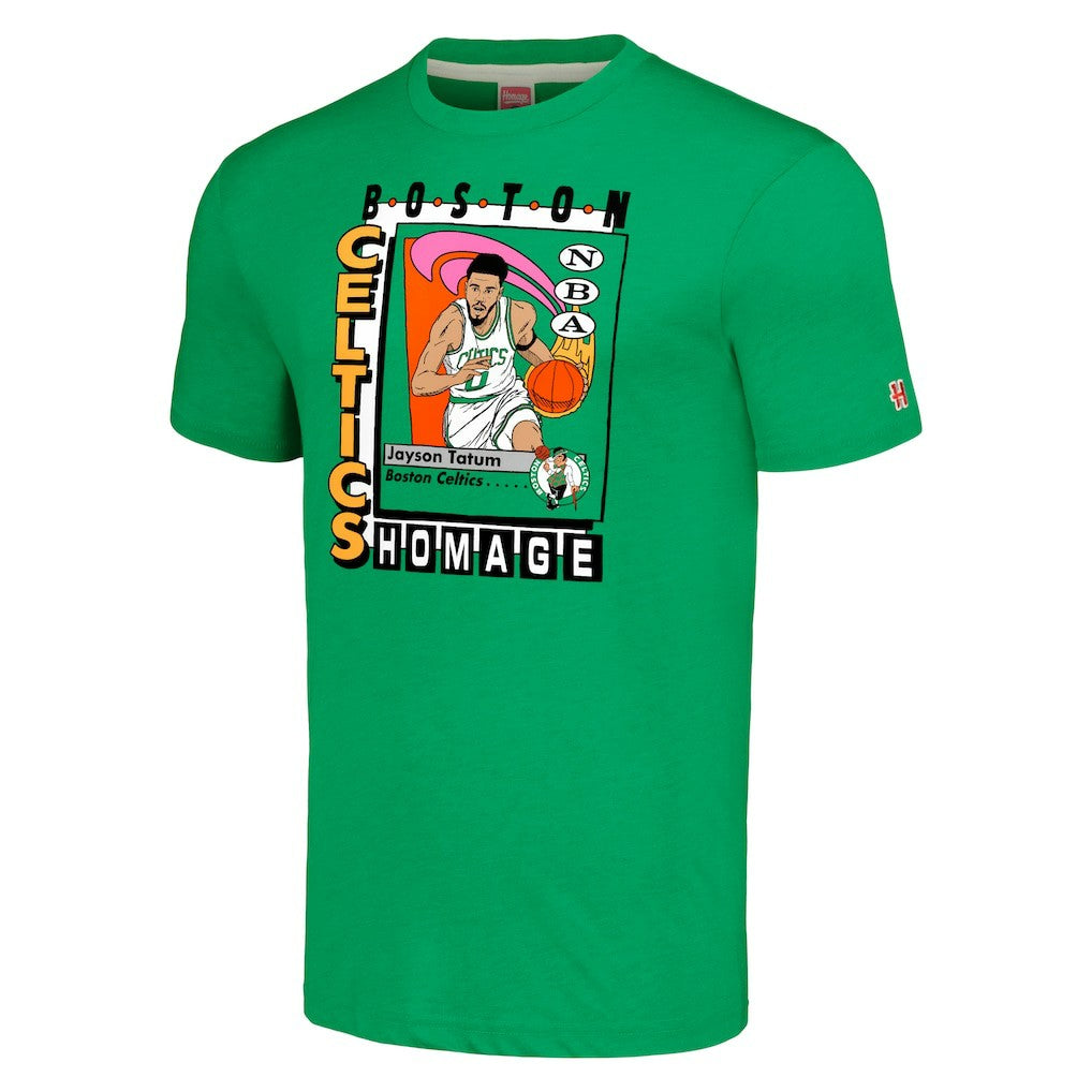 Jayson Tatum Boston Celtics Homage Unisex SkyBox Player Tri-Blend T-Shirt Kelly Green