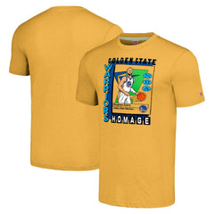 Stephen Curry Golden State Warriors Homage Unisex SkyBox Player Tri-Blend T-Shirt Gold outlet