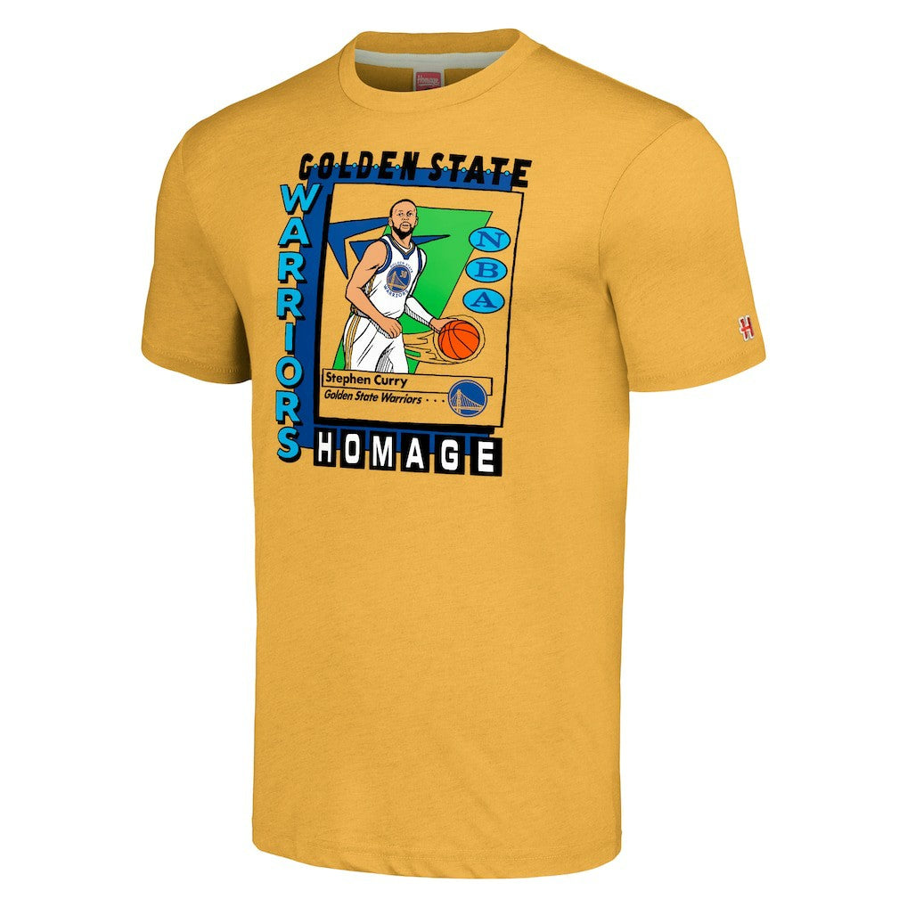Stephen Curry Golden State Warriors Homage Unisex SkyBox Player Tri-Blend T-Shirt Gold outlet
