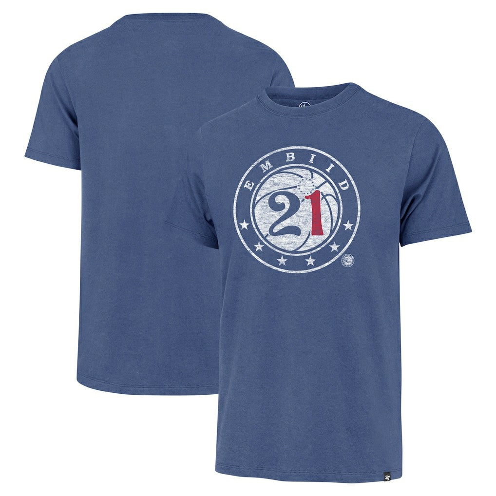Joel Embiid Philadelphia 76ers '47 Player Logo Vintage T-Shirt Royal - 47 brand outlet