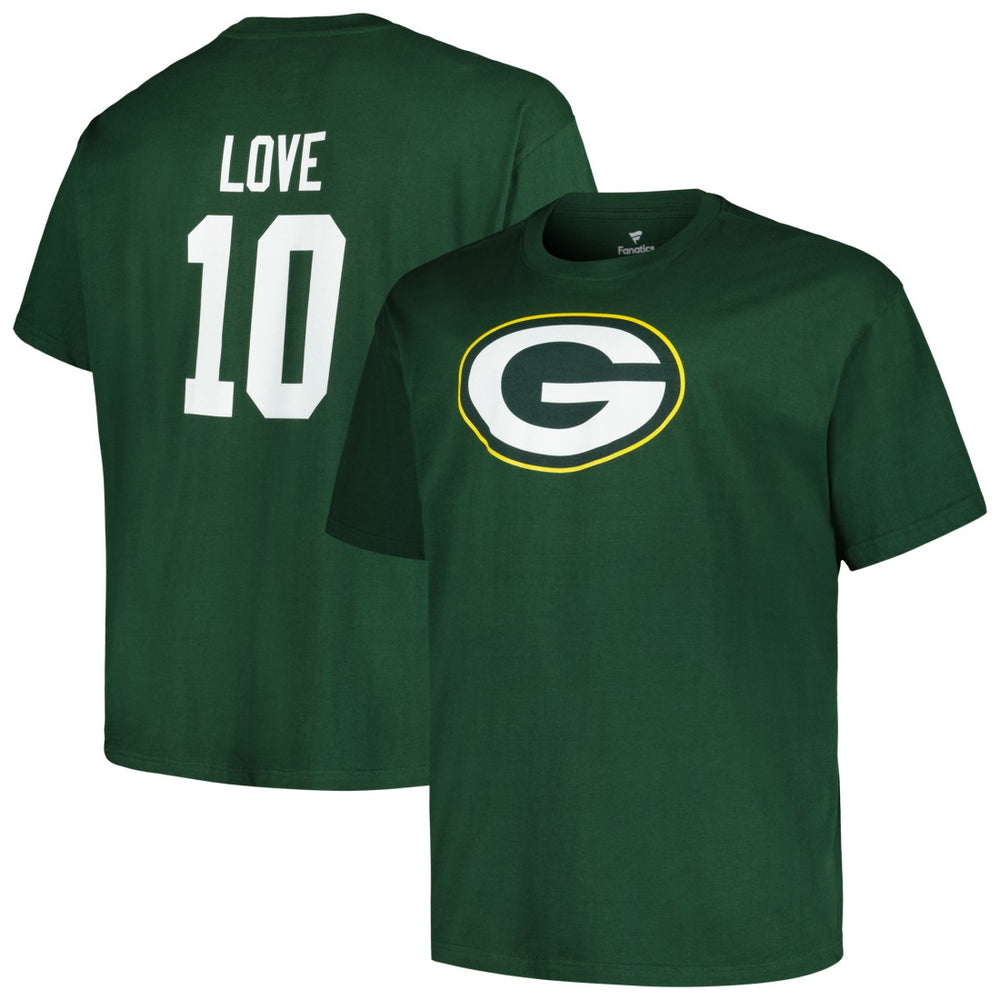 Jordan Love Green Bay Packers Big & Tall Player Name & Number T-Shirt - Green T-shirts