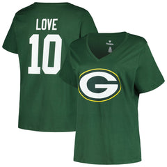 Jordan Love Green Bay Packers Women's Plus Size Name & Number V-Neck T-Shirt - Green T-shirts