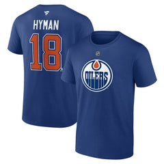 Zach Hyman Edmonton Oilers Fanatics Authentic Stack Name & Number T-Shirt - Blue | US 200656077