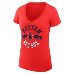 Boston Red Sox G-III 4Her by Carl Banks Women's Super-Slim Fit Lightweight City Graphic V-Neck T-Shirt - Red T-shirts