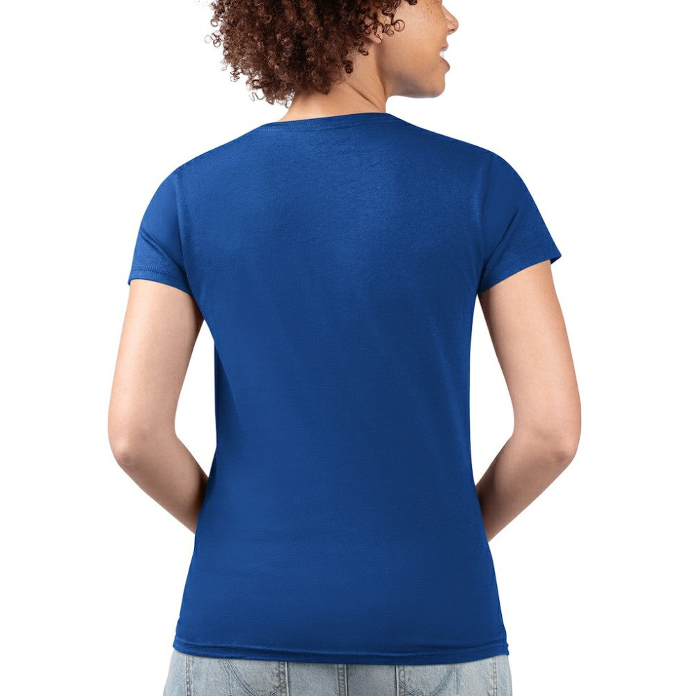 Chicago Cubs G-III 4Her by Carl Banks Women's Super-Slim Fit Lightweight City Graphic V-Neck T-Shirt - Royal T-shirts