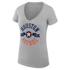 Houston Astros G-III 4Her by Carl Banks Women's Super-Slim Fit Lightweight City Graphic V-Neck T-Shirt - Heather Gray T-shirts