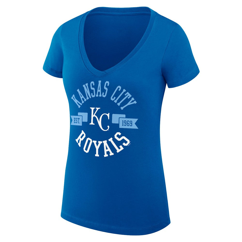 Kansas City Royals G-III 4Her by Carl Banks Women's Super-Slim Fit Lightweight City Graphic V-Neck T-Shirt - Royal T-shirts