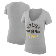 San Diego Padres G-III 4Her by Carl Banks Women's Super-Slim Fit Lightweight City Graphic V-Neck T-Shirt - Heather Gray T-shirts