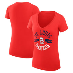 St. Louis Cardinals G-III 4Her by Carl Banks Women's Super-Slim Fit Lightweight City Graphic V-Neck T-Shirt - Red T-shirts
