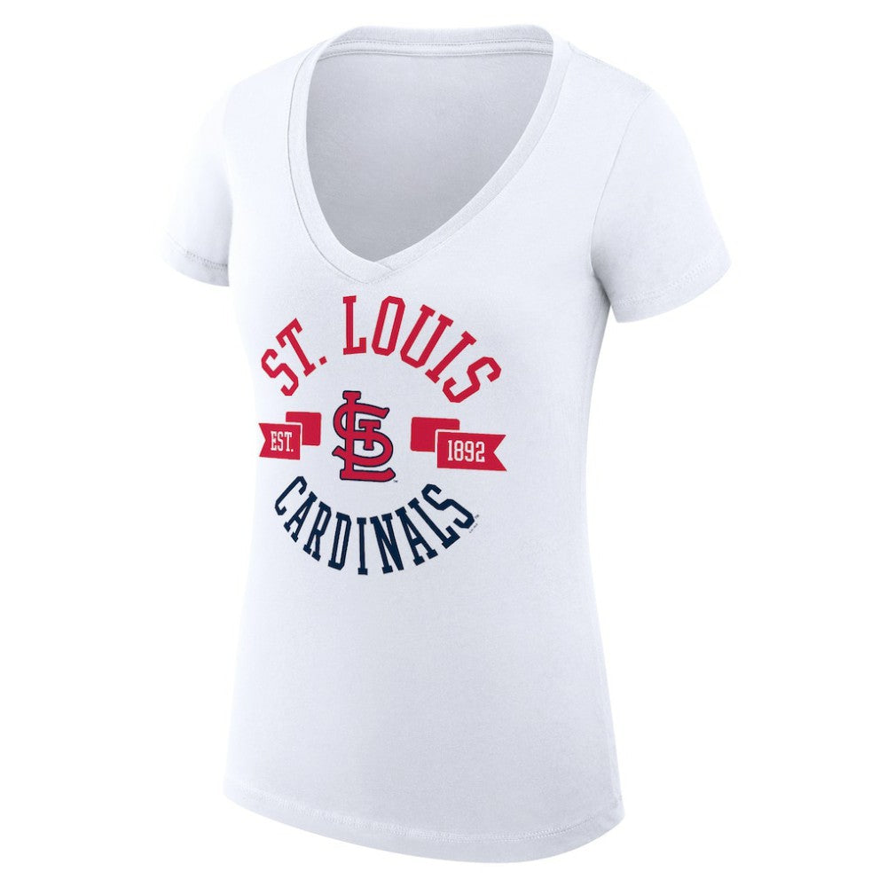 St. Louis Cardinals G-III 4Her by Carl Banks Women's Super-Slim Fit Lightweight City Graphic V-Neck T-Shirt - White T-shirts