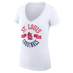 St. Louis Cardinals G-III 4Her by Carl Banks Women's Super-Slim Fit Lightweight City Graphic V-Neck T-Shirt - White T-shirts