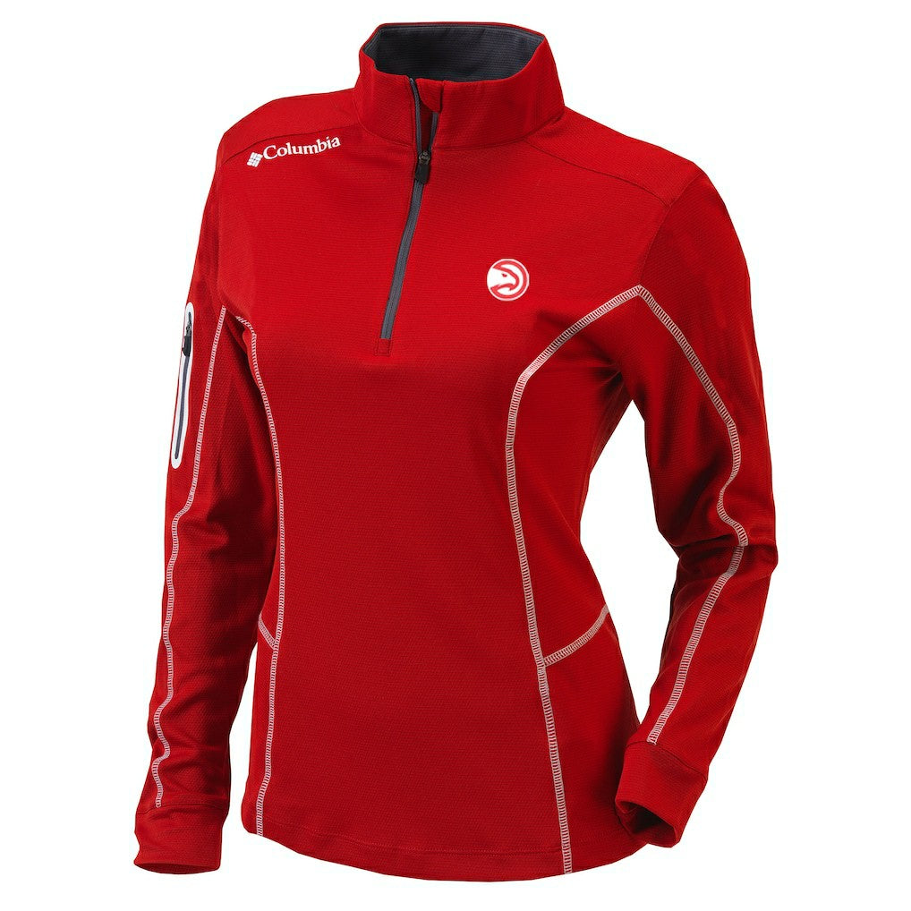 Atlanta Hawks Women's Omni-Wick Shotgun Quarter-Zip Pullover Top Red - Columbia