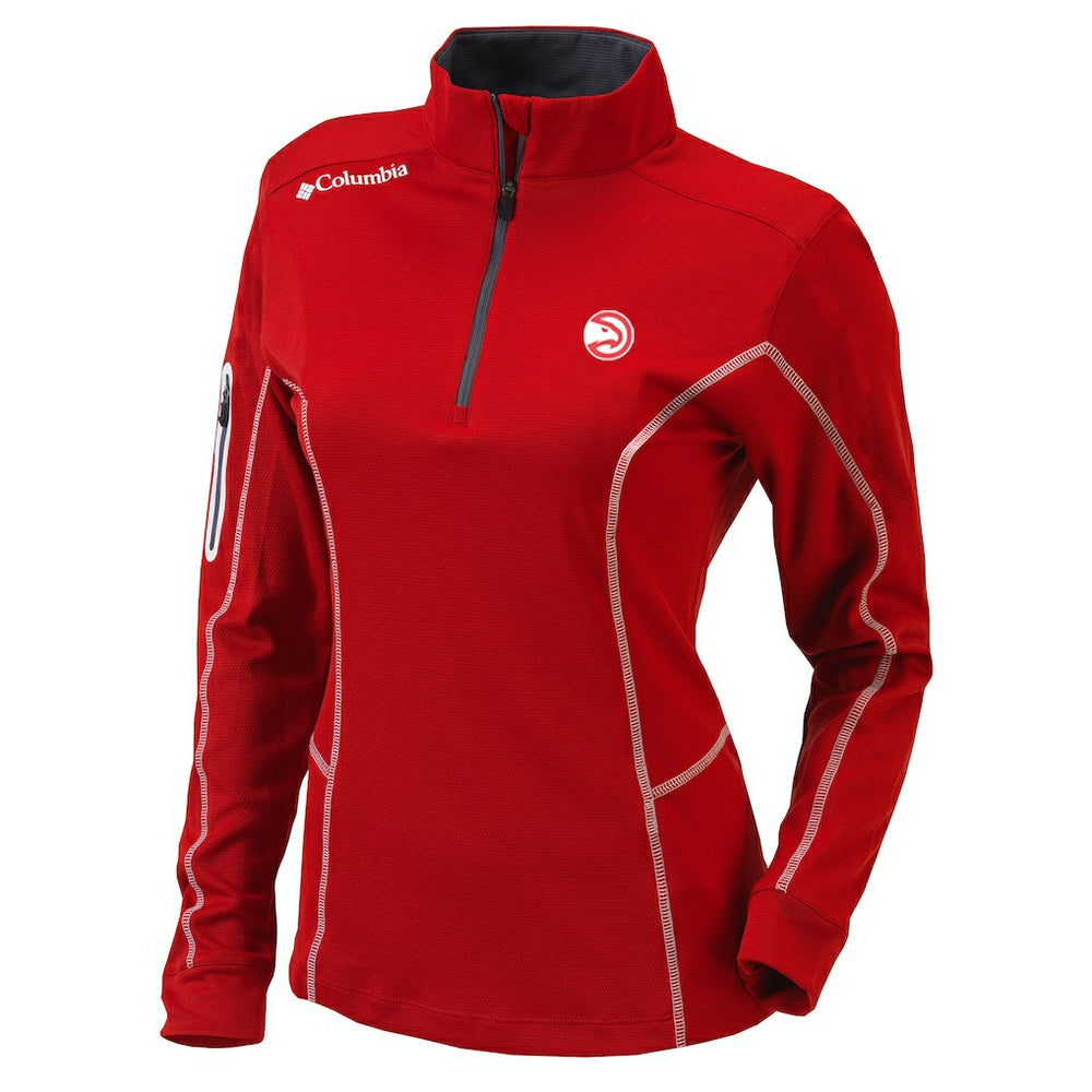 Atlanta Hawks Women's Omni-Wick Shotgun Quarter-Zip Pullover Top Red - Columbia