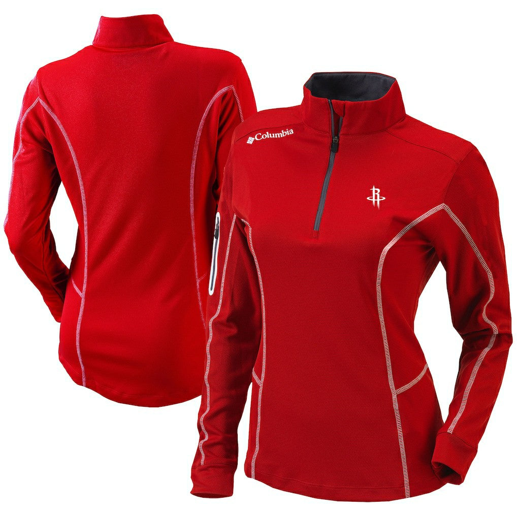 Houston Rockets Women's Omni-Wick Shotgun Quarter-Zip Pullover Top Red - Columbia